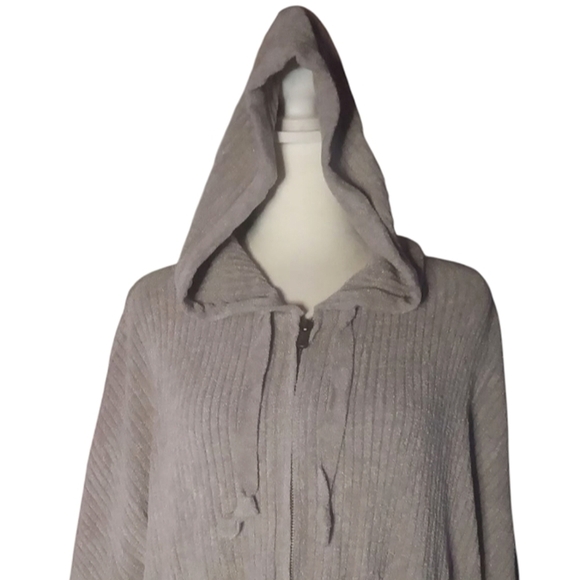 Barefoot Dreams Cozy Chic Ultra Lite Zip Front Hoodie Lightweight Oatmeal Sm/Med - Picture 3 of 10
